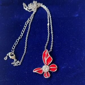 Certified 1.0 CT Moissanite red butterfly necklace